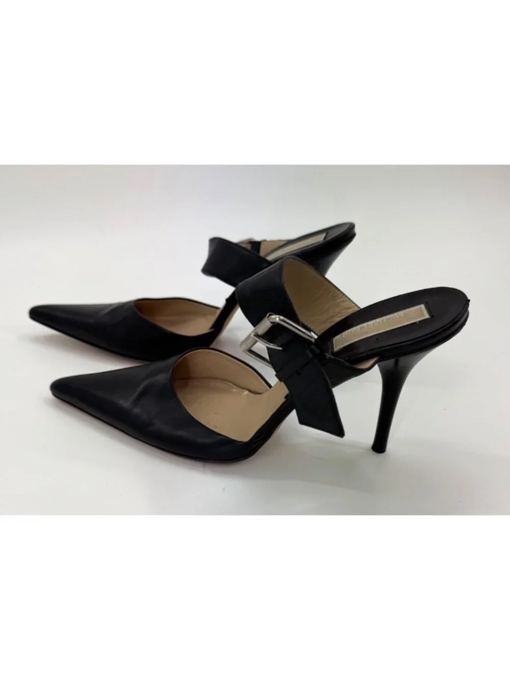 Michael Kors Black Leather Pointed-Toe Slingback Heels Size 9 Made In Italy